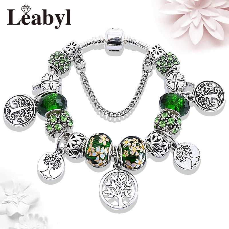 Silver Color Tree of Life Fashion Bead Bracelets