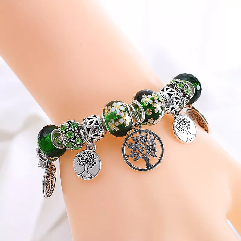Silver Color Tree of Life Fashion Bead Bracelets