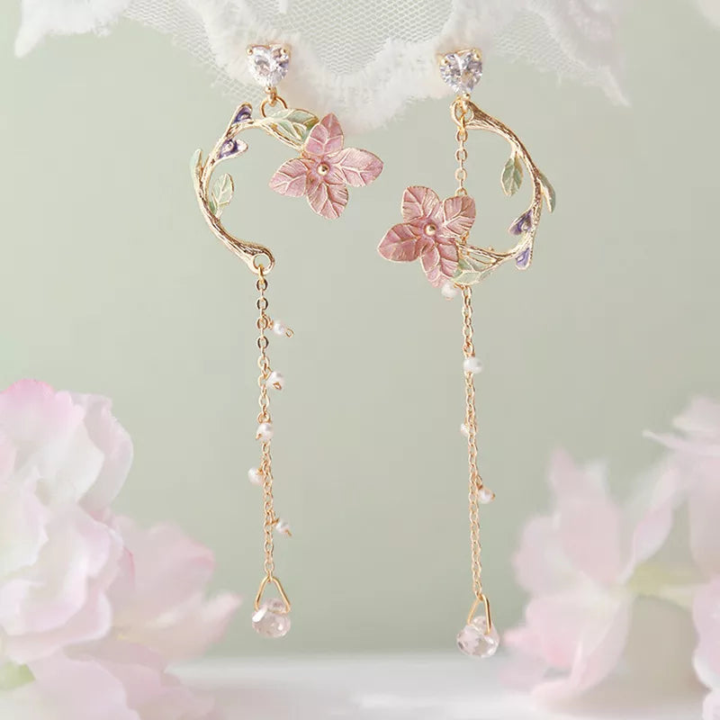 Style Flower Asymmetrical Dangle Earrings for Women